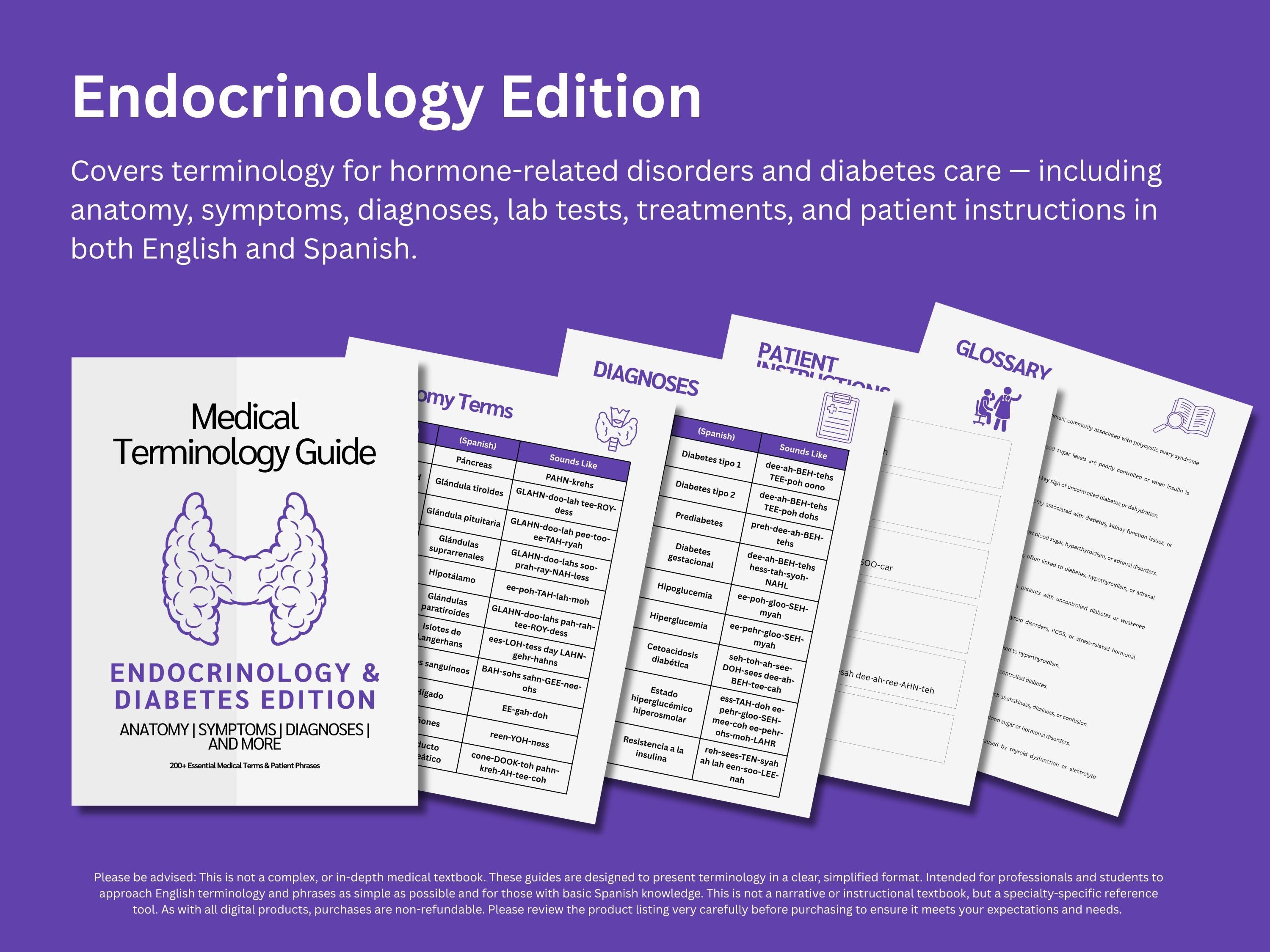 Women’s Health Study Guide Bundle: OB-GYN, Endocrinology & Diabetes, Urology and Nutrition Medical Terminology Guides in English Spanish