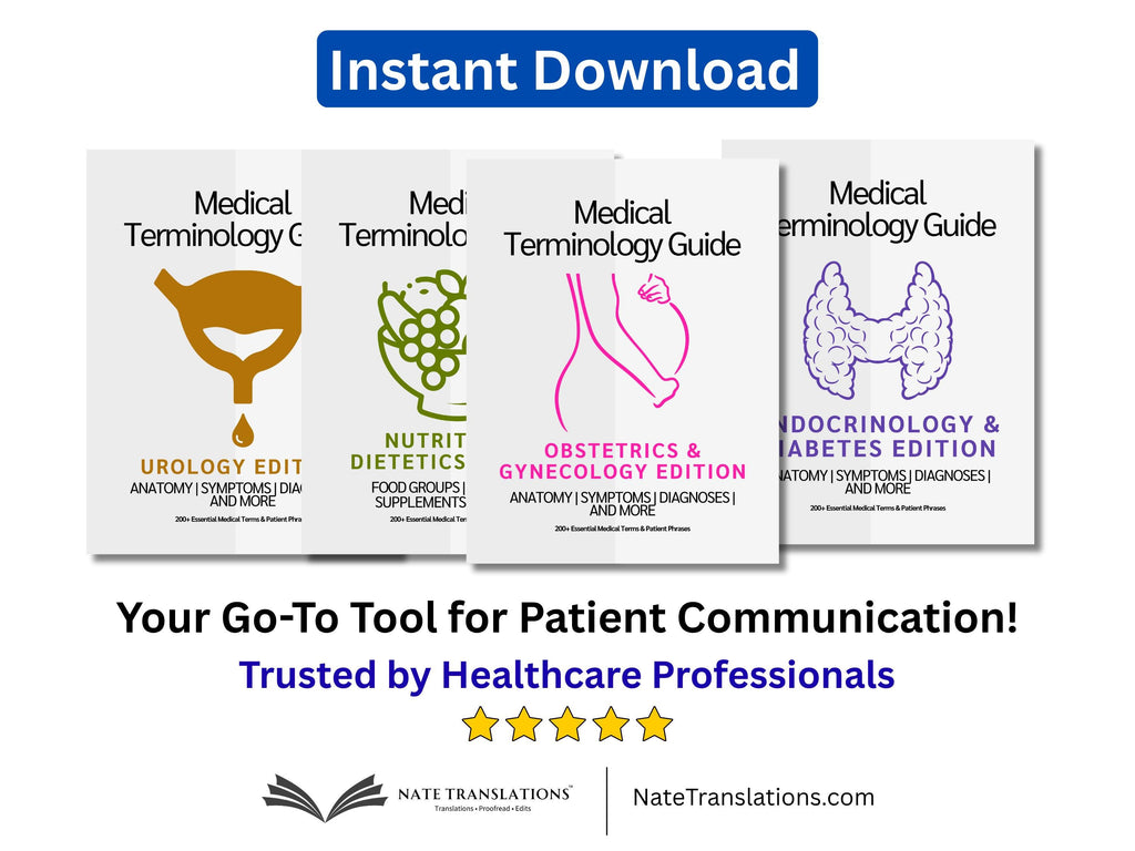 Women’s Health Study Guide Bundle: OB-GYN, Endocrinology & Diabetes, Urology and Nutrition Medical Terminology Guides in English Spanish